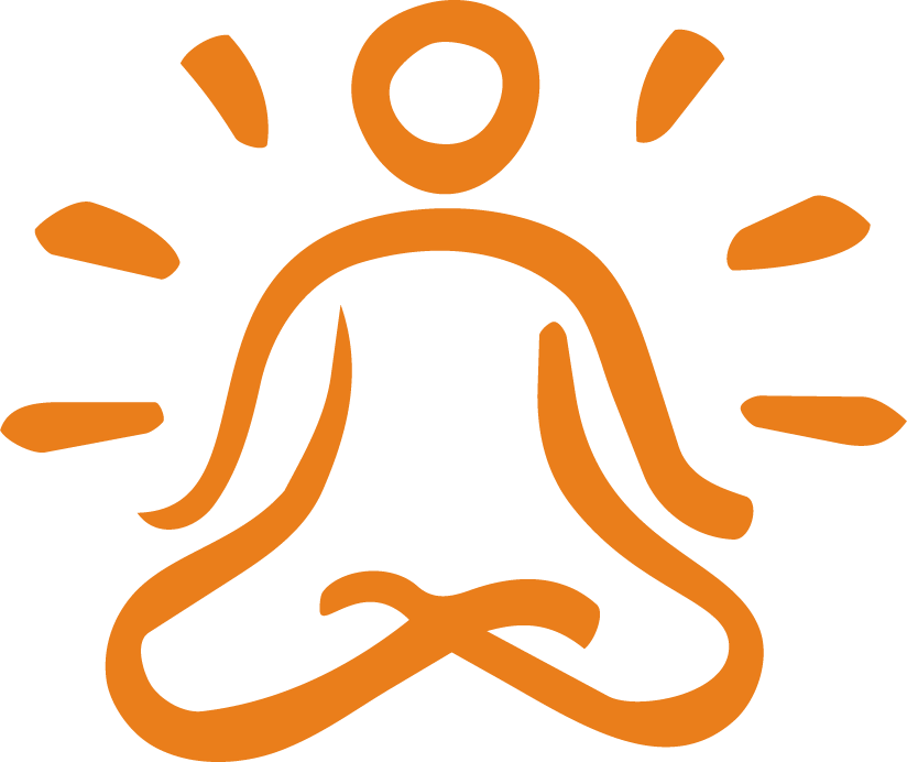 Meditierende Figur mit strahlender Energie.